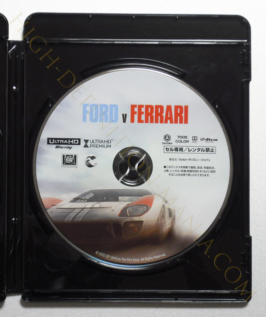 フォードVSフェラーリ4K-UHDディスク
